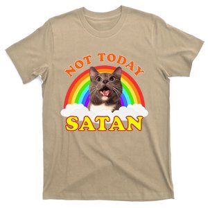 Not Today Satan Funny Rainbow Cat Meme T-Shirt