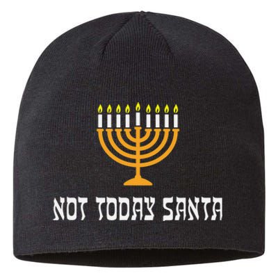 Not Today Santa Menorah Funny Jewish Hanukkah  Sustainable Beanie