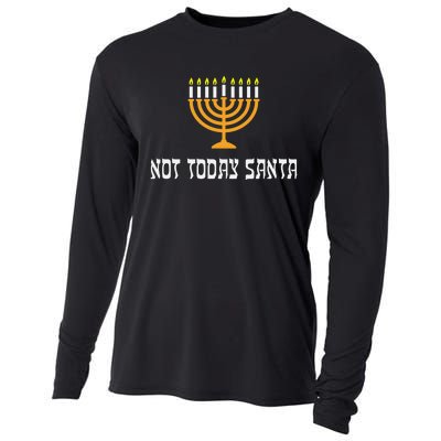 Not Today Santa Menorah Funny Jewish Hanukkah  Cooling Performance Long Sleeve Crew