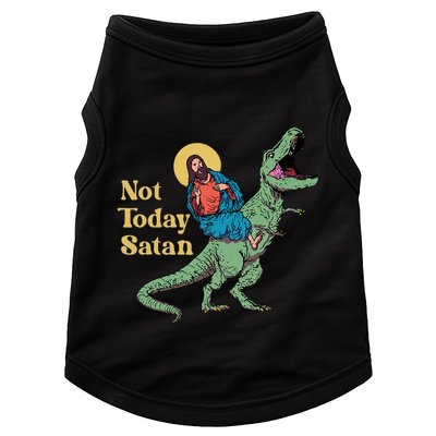 Not Today Satan Jesus Riding Dinosaur T Rex Funny Sarcastic Doggie Tank