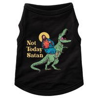 Not Today Satan Jesus Riding Dinosaur T Rex Funny Sarcastic Doggie Tank
