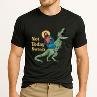 Not Today Satan Jesus Riding Dinosaur T Rex Funny Sarcastic Performance Shirt