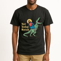Not Today Satan Jesus Riding Dinosaur T Rex Funny Sarcastic Tall T-Shirt