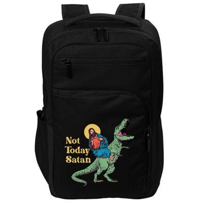 Not Today Satan Jesus Riding Dinosaur T Rex Funny Sarcastic Impact Tech Backpack