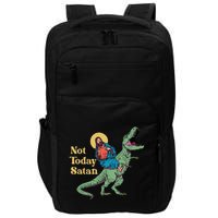 Not Today Satan Jesus Riding Dinosaur T Rex Funny Sarcastic Impact Tech Backpack