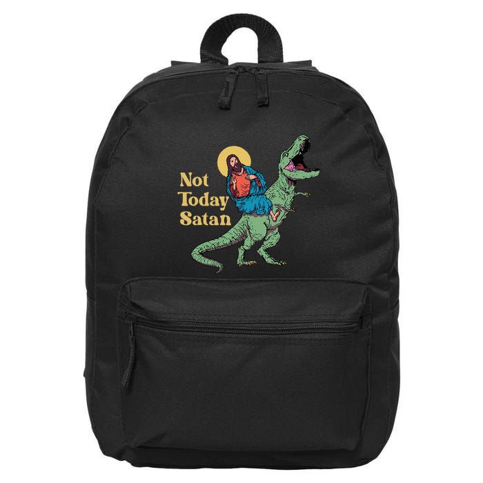 Not Today Satan Jesus Riding Dinosaur T Rex Funny Sarcastic 16 in Basic Backpack