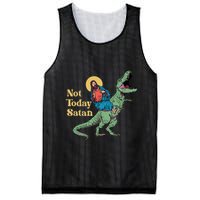 Not Today Satan Jesus Riding Dinosaur T Rex Funny Sarcastic Mesh Reversible Basketball Jersey Tank