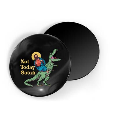 Not Today Satan Jesus Riding Dinosaur T Rex Funny Sarcastic Magnet