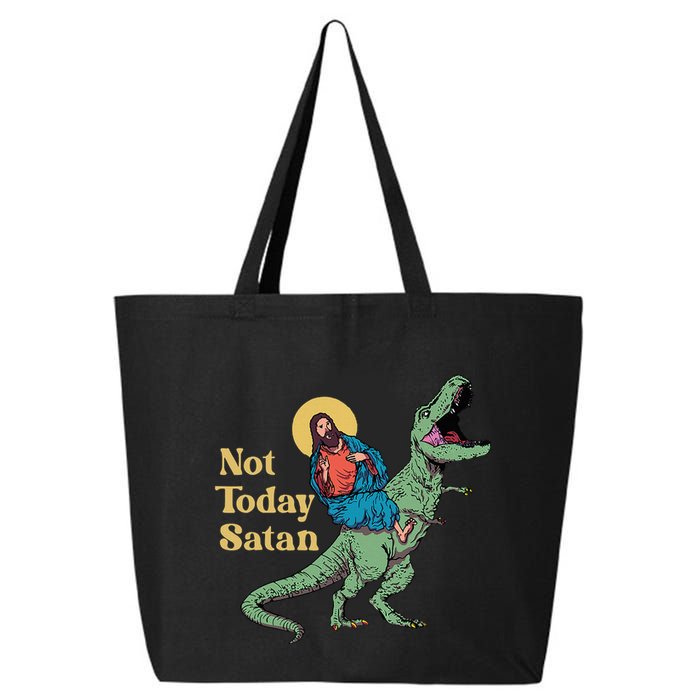 Not Today Satan Jesus Riding Dinosaur T Rex Funny Sarcastic 25L Jumbo Tote