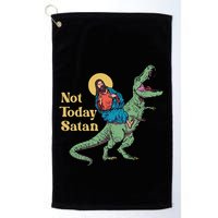 Not Today Satan Jesus Riding Dinosaur T Rex Funny Sarcastic Golf Towel