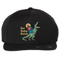 Not Today Satan Jesus Riding Dinosaur T Rex Funny Sarcastic Wool Snapback Cap