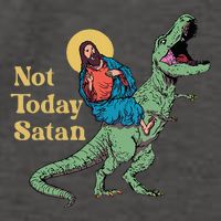 Not Today Satan Jesus Riding Dinosaur T Rex Funny Sarcastic Vector Backpack