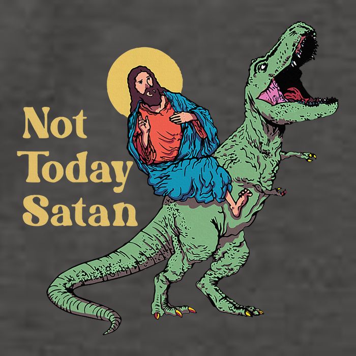 Not Today Satan Jesus Riding Dinosaur T Rex Funny Sarcastic Vector Backpack