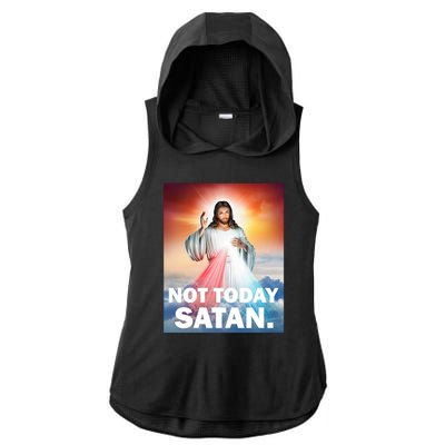 Not Today Satan Jesus Christ Christian Christianity Catholic Ladies PosiCharge Tri-Blend Wicking Draft Hoodie Tank