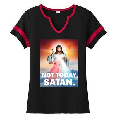 Not Today Satan Jesus Christ Christian Christianity Catholic Ladies Halftime Notch Neck Tee