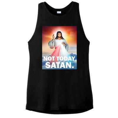 Not Today Satan Jesus Christ Christian Christianity Catholic Ladies PosiCharge Tri-Blend Wicking Tank