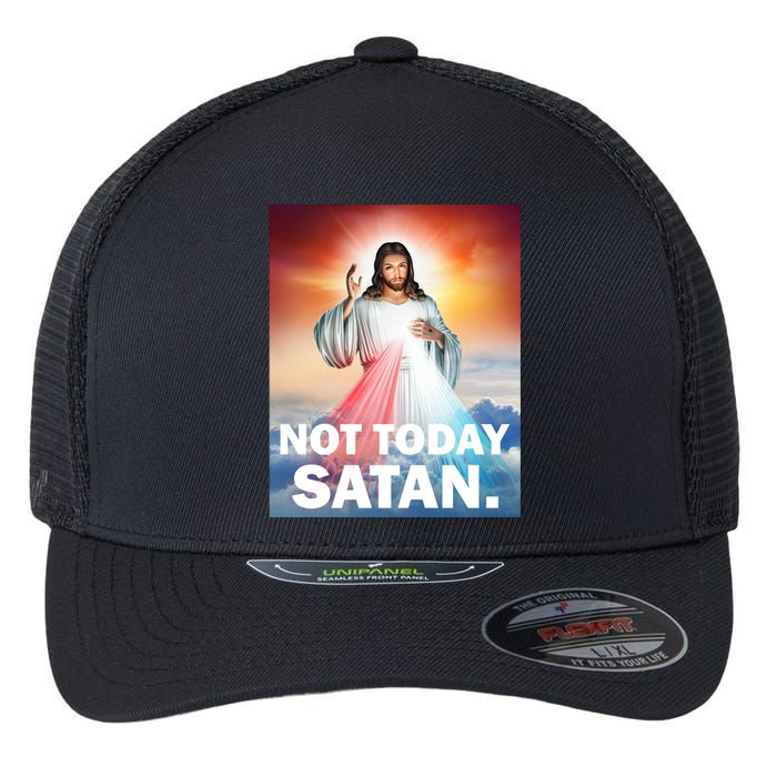 Not Today Satan Jesus Christ Christian Christianity Catholic Flexfit Unipanel Trucker Cap