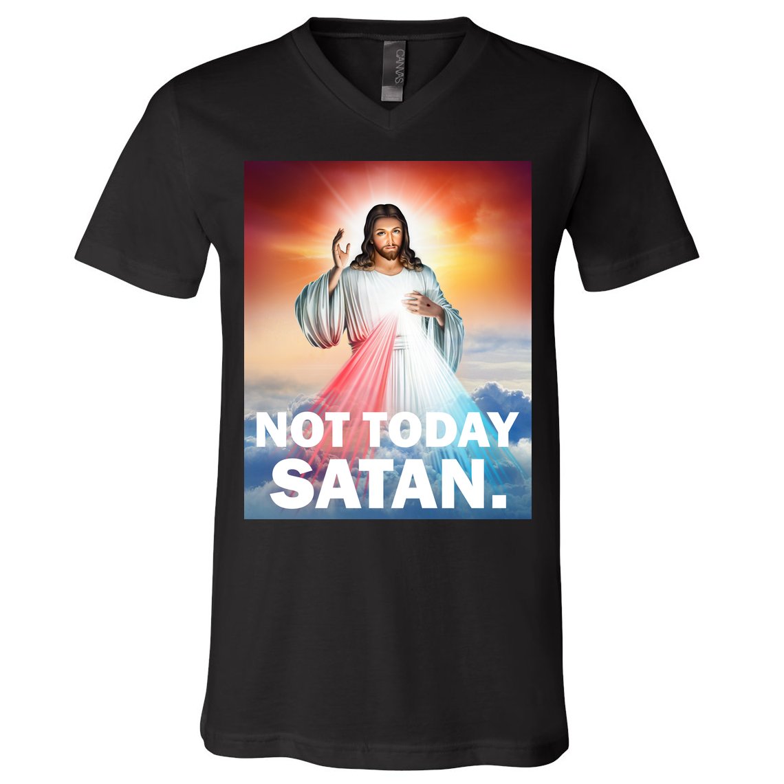 Not Today Satan Jesus Christ Christian Christianity Catholic V-Neck T-Shirt
