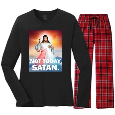 Not Today Satan Jesus Christ Christian Christianity Catholic Women's Long Sleeve Flannel Pajama Set 