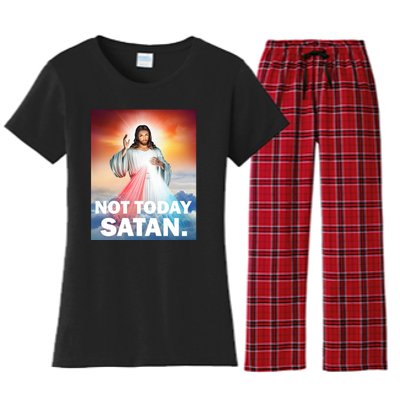 Not Today Satan Jesus Christ Christian Christianity Catholic Women's Flannel Pajama Set