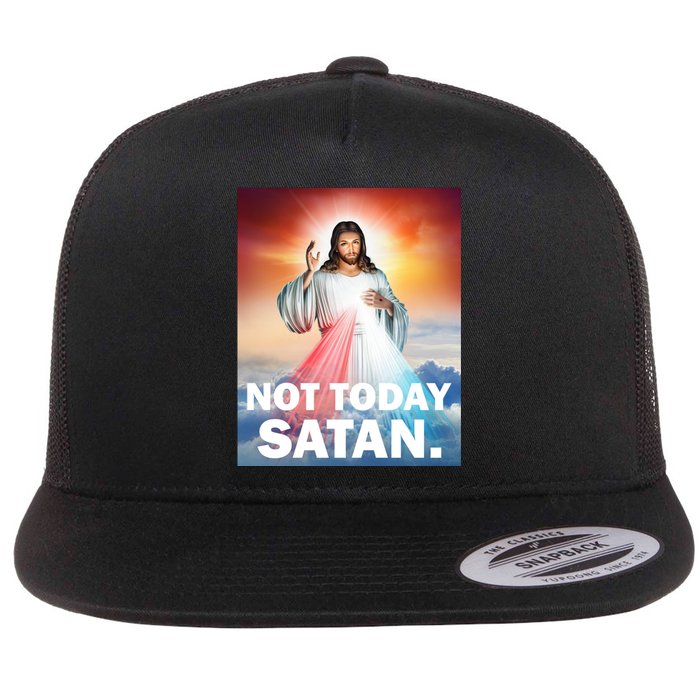 Not Today Satan Jesus Christ Christian Christianity Catholic Flat Bill Trucker Hat