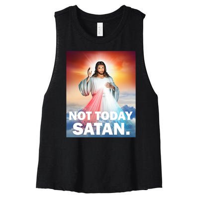 Not Today Satan Jesus Christ Christian Christianity Catholic Women's Racerback Cropped Tank