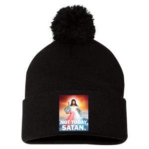 Not Today Satan Jesus Christ Christian Christianity Catholic Pom Pom 12in Knit Beanie