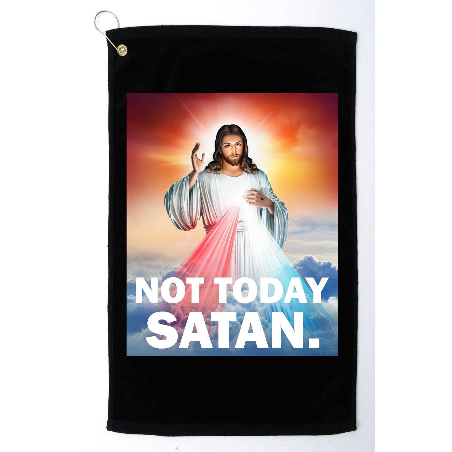 Not Today Satan Jesus Christ Christian Christianity Catholic Golf Towel