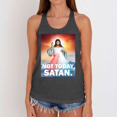 Not Today Satan Jesus Christ Christian Christianity Catholic Women's Knotted Racerback Tank