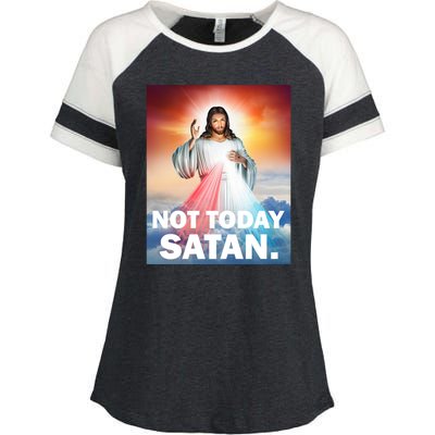 Not Today Satan Jesus Christ Christian Christianity Catholic Enza Ladies Jersey Colorblock Tee