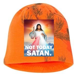 Not Today Satan Jesus Christ Christian Christianity Catholic Kati - Camo Knit Beanie