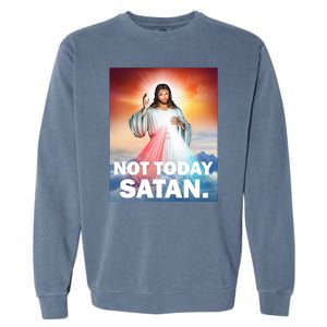 Not Today Satan Jesus Christ Christian Christianity Catholic Garment-Dyed Sweatshirt