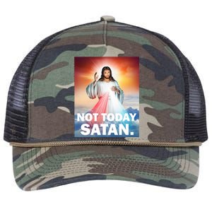 Not Today Satan Jesus Christ Christian Christianity Catholic Retro Rope Trucker Hat Cap