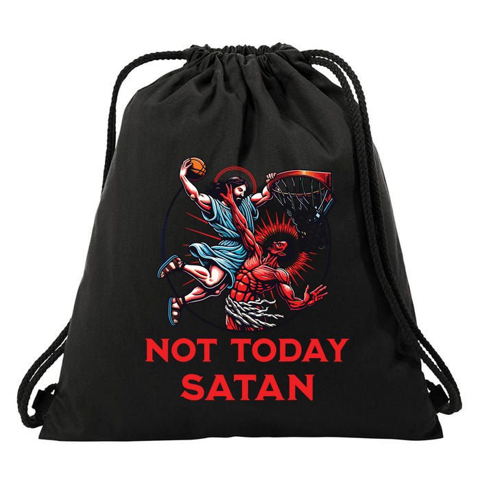 Not Today Satan Basketball Drawstring Bag