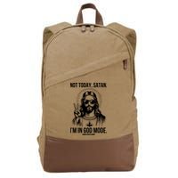 Not Today Satan I’M In God Mode Funny Jesus Meme Cotton Canvas Backpack