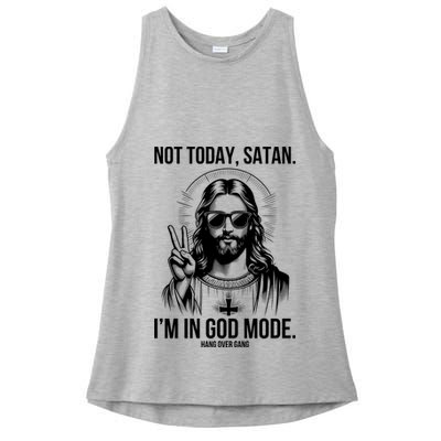 Not Today Satan I’M In God Mode Funny Jesus Meme Ladies PosiCharge Tri-Blend Wicking Tank