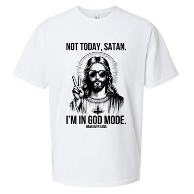 Not Today Satan I’M In God Mode Funny Jesus Meme Sueded Cloud Jersey T-Shirt