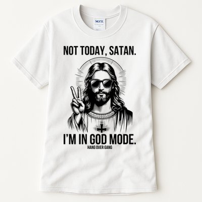 Not Today Satan I’M In God Mode Funny Jesus Meme Tall T-Shirt