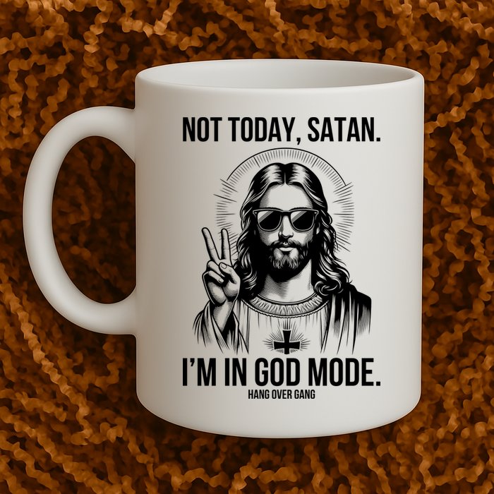 Not Today Satan I’M In God Mode Funny Jesus Meme Mug