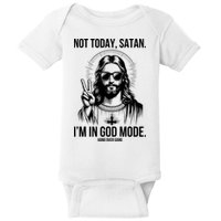 Not Today Satan I’M In God Mode Funny Jesus Meme Baby Bodysuit