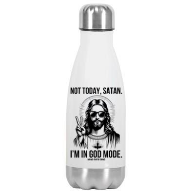 Not Today Satan I’M In God Mode Funny Jesus Meme Stainless Steel Insulated Water Bottle