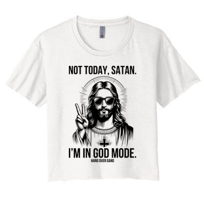 Not Today Satan I’M In God Mode Funny Jesus Meme Crop Top
