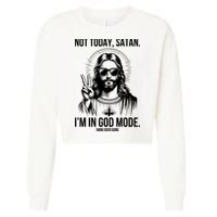 Not Today Satan I’M In God Mode Funny Jesus Meme Cropped Pullover Crew