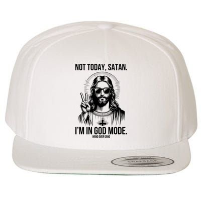 Not Today Satan I’M In God Mode Funny Jesus Meme Wool Snapback Cap
