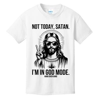 Not Today Satan I’M In God Mode Funny Jesus Meme Kids T-Shirt