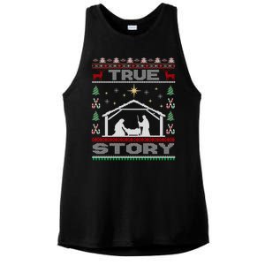 Nativity True Story Christmas Ladies PosiCharge Tri-Blend Wicking Tank