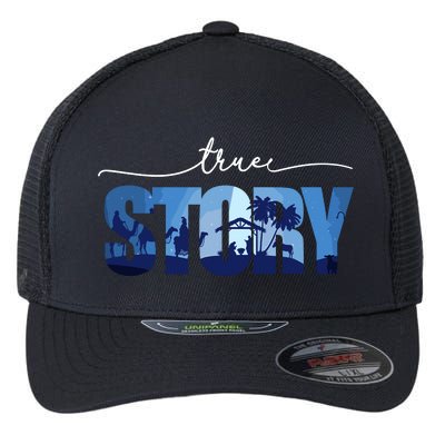 Nativity True Story Christmas Manger Jesus For Flexfit Unipanel Trucker Cap