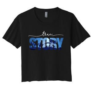 Nativity True Story Christmas Manger Jesus For Women's Crop Top Tee