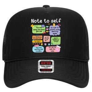 Note To Self Positive Energy Encouragement Design Print High Crown Mesh Back Trucker Hat