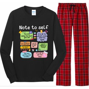 Note To Self Positive Energy Encouragement Design Print Long Sleeve Pajama Set